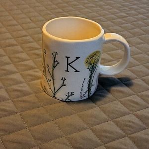 Anthropologie 'K' Floral Mug